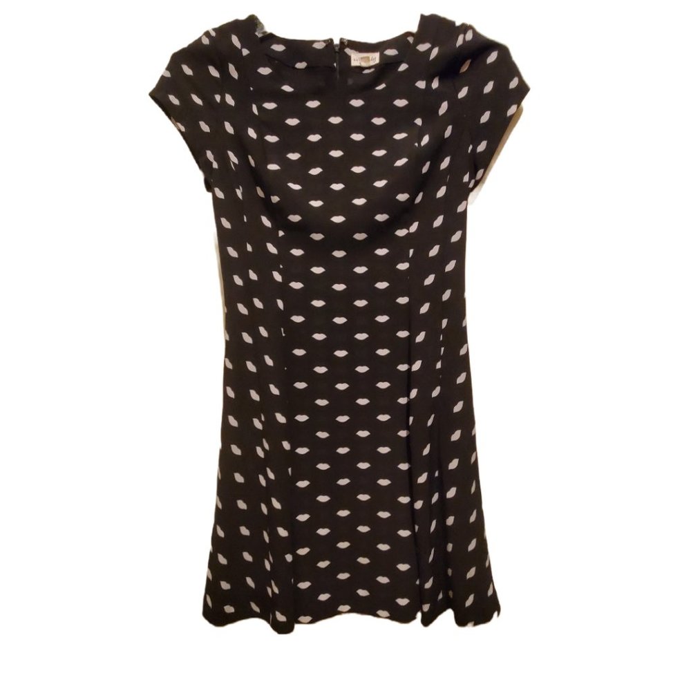 Maison Jules Black With White Lips Short Sleeve Dress Size Medium